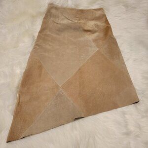 Clifford & Wills Asymmetrical Suede Skirt, Tan, Size 4 Missy